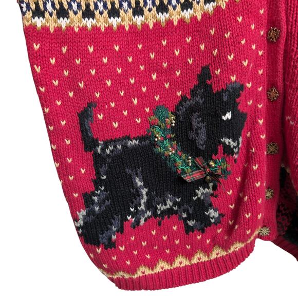 Heirloom Collectibles Christmas Sweater Bells Wreath Scottie Dog Stocking 22/24 - Picture 3 of 16